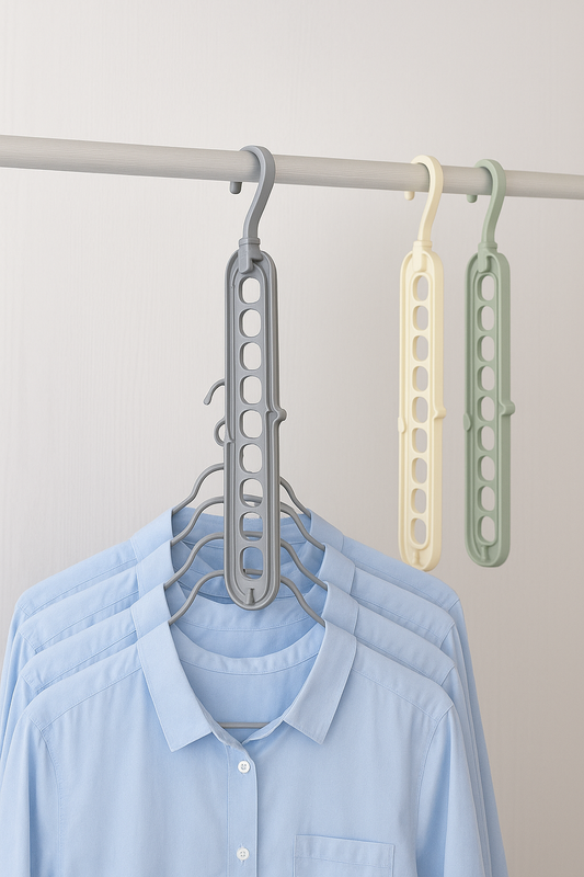 3-in-1 Folding Space-Saving Clothes Hanger | Adjustable, Anti-Slip, Multi-Functional Rack for Wardrobe & Garment Drying (Pack of 3, Multicolor)